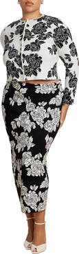 ELOQUII Floral Intarsia Sweater Skirt