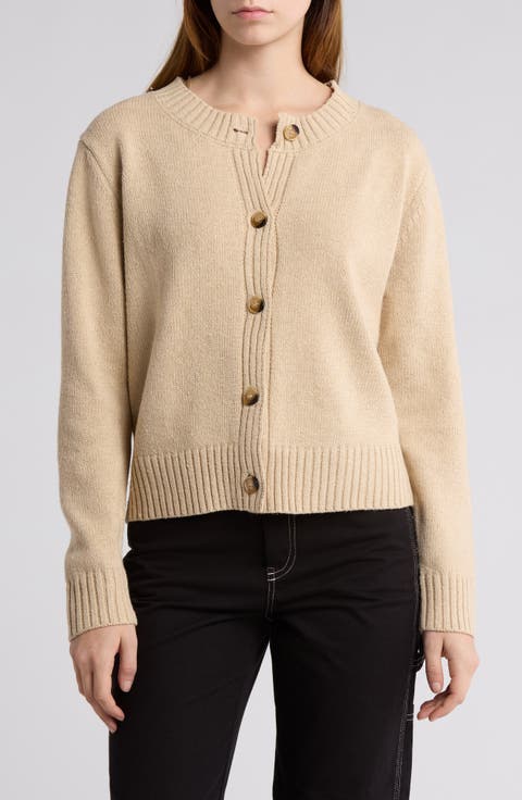 Crewneck Button Front Cardigan