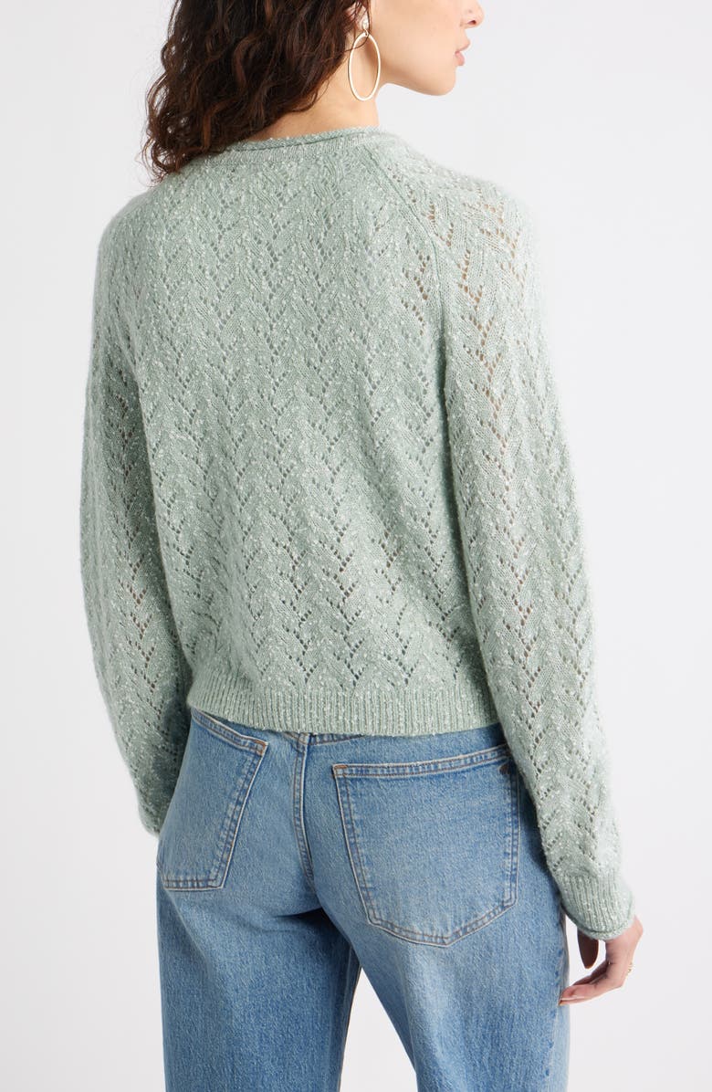 Treasure & Bond Nep Pointelle Cardigan, Alternate, color, Green Milieu