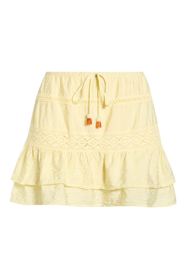 Ruffle Tie Waist Miniskirt, Alternate, color, PASTEL YELLOW