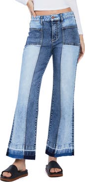HINT OF BLU Pieced Release Hem Ankle Straight Leg Jeans