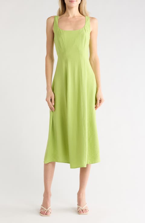 Sleeveless A-Line Midi Dress