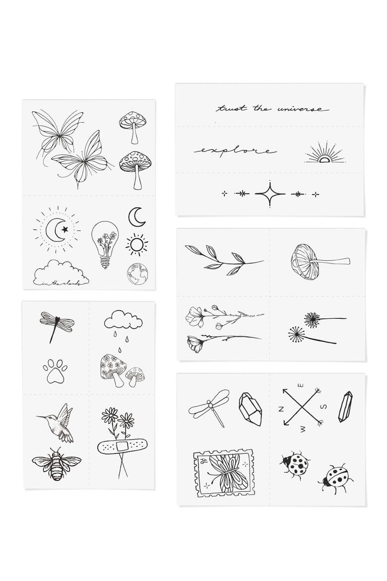 Explorer Temporary Tattoos Pack, Alternate, color, BLACK