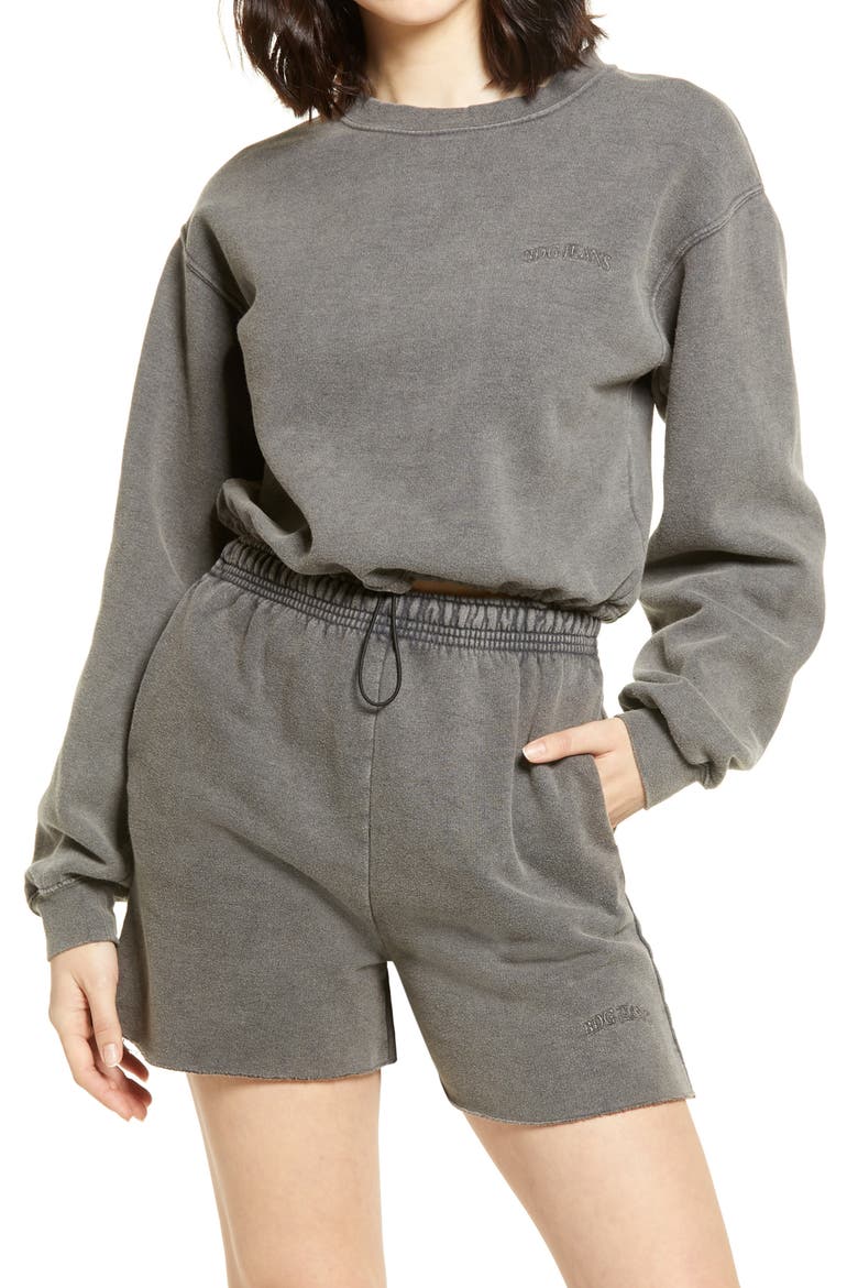 Bubble Hem Sweat Top, Main, color, CHARCOAL