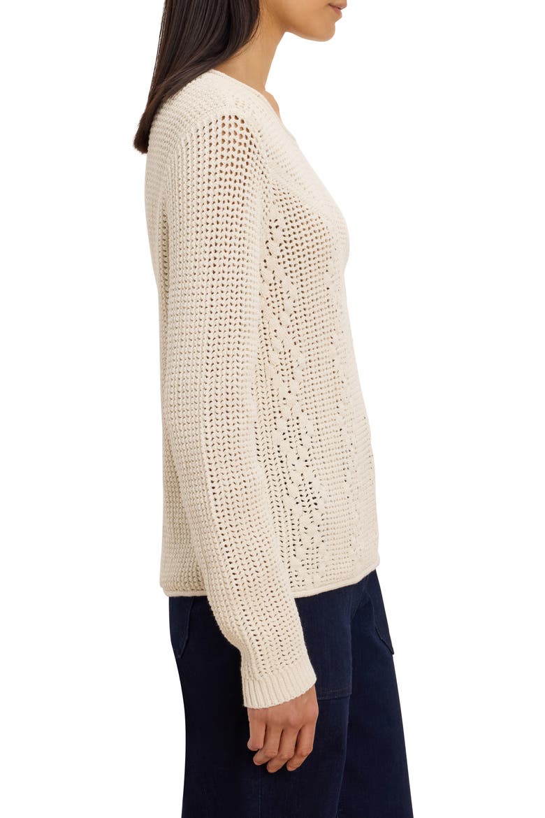 Diamond Stitch Mix Sweater, Alternate, color, COCONUT