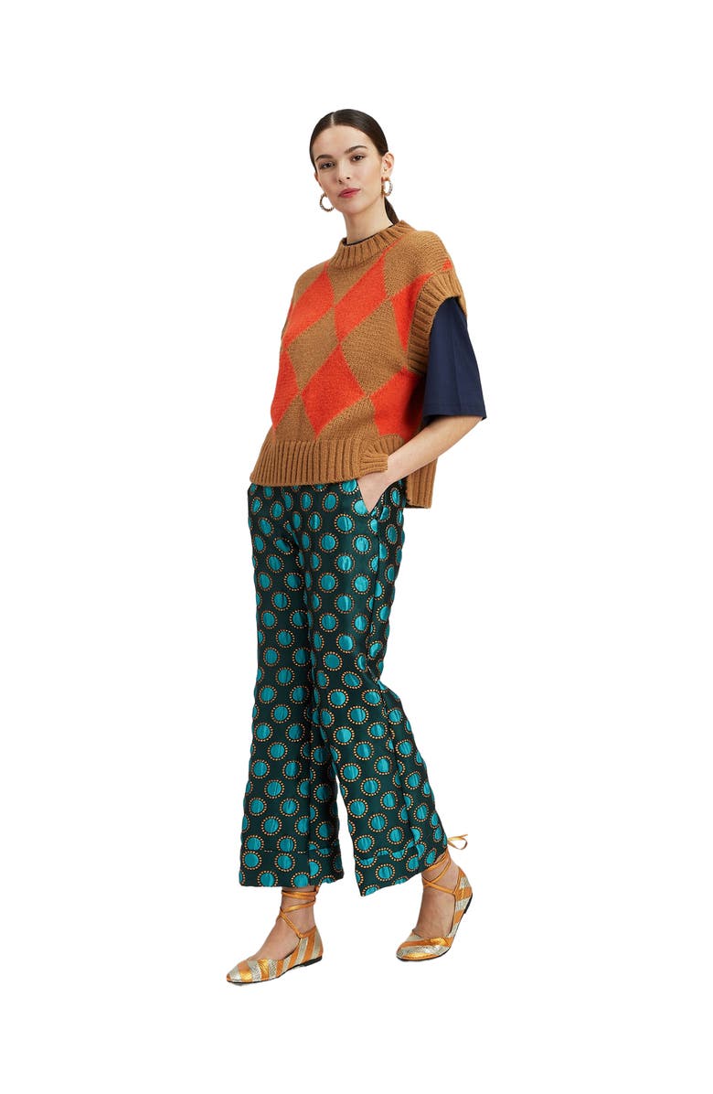 La DoubleJ Hendrix Pants Jacquard Winter Sun Emerald, Main, color,