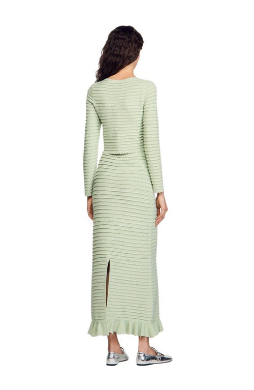 Sandro Crystal-embellished Cardigan In Almond Green