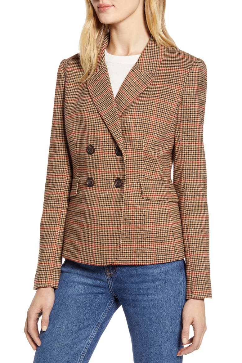 x Atlantic-Pacific Plaid Blazer (Nordstrom Exclusive), Alternate, color, BEIGE MULTI HOUNDSTOOTH