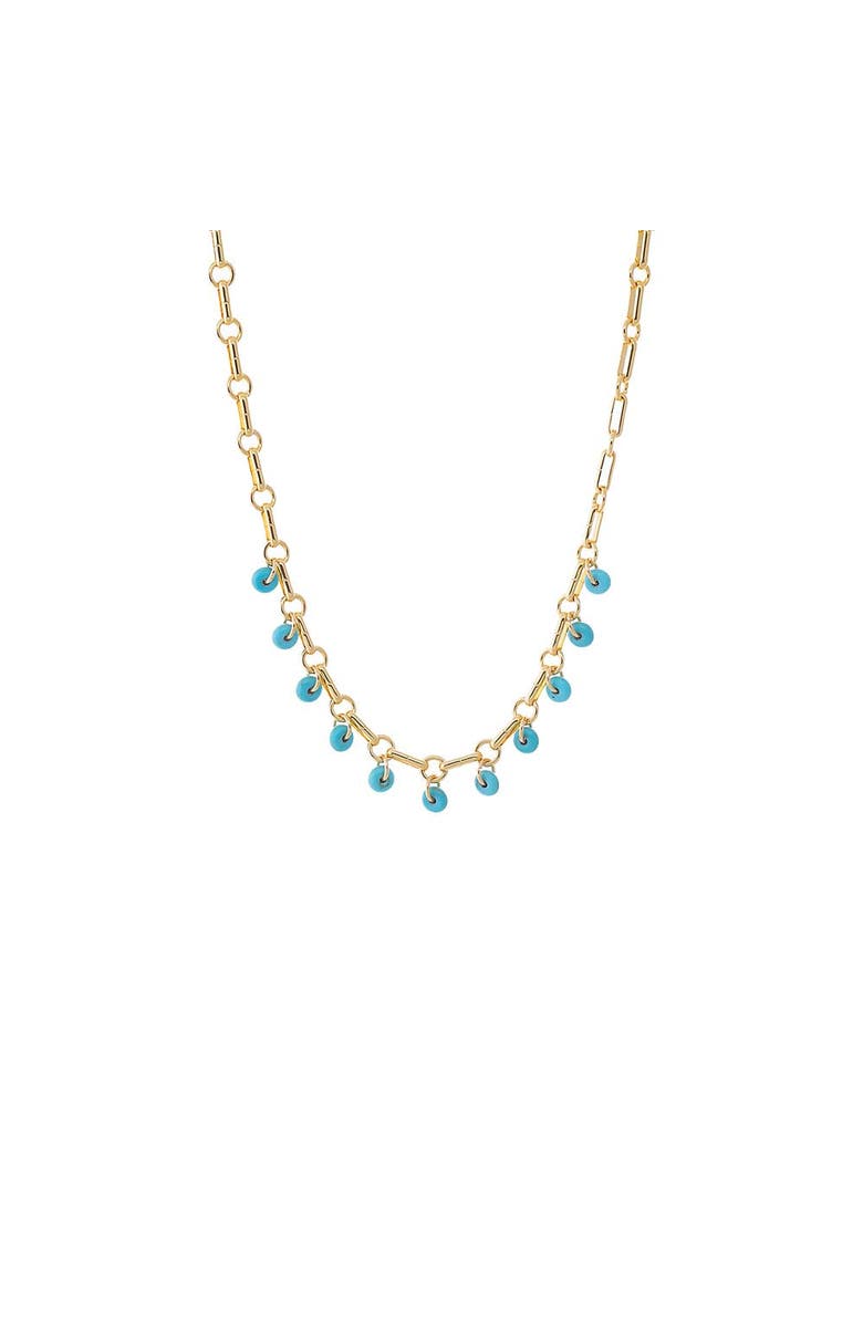 BY ADINA EDEN Turquoise Bead Dangle Link Necklace, Main, color, Turquoise