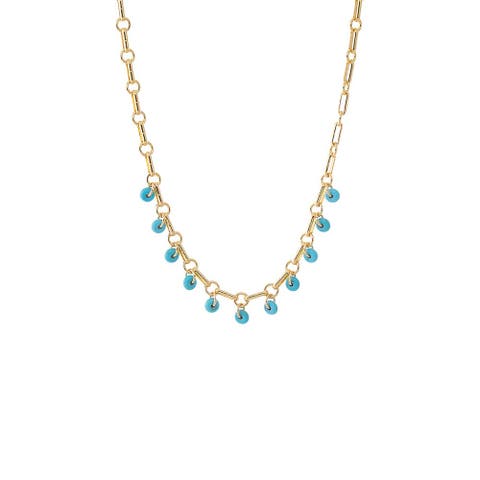 Turquoise Bead Dangle Link Necklace