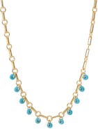 BY ADINA EDEN Turquoise Bead Dangle Link Necklace