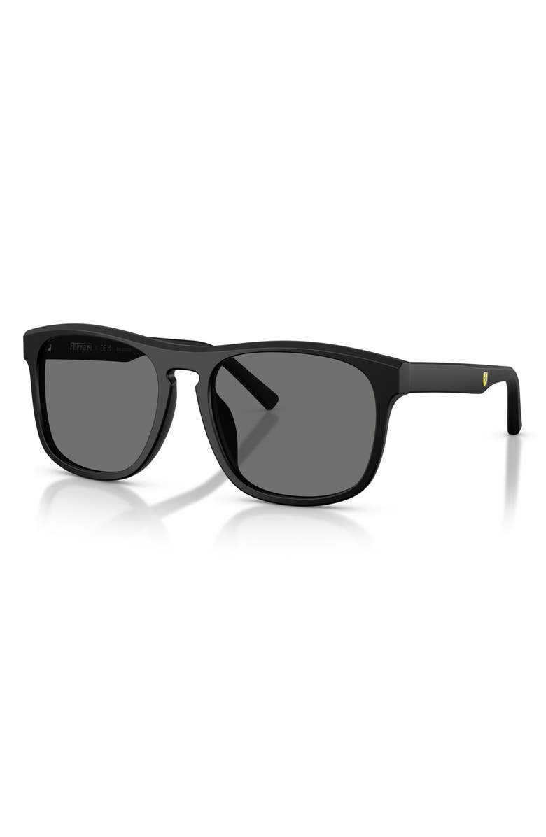 Scuderia Ferrari 57mm Polarized Square Sunglasses, Alternate, color, Black Matte / Polar Dark Grey