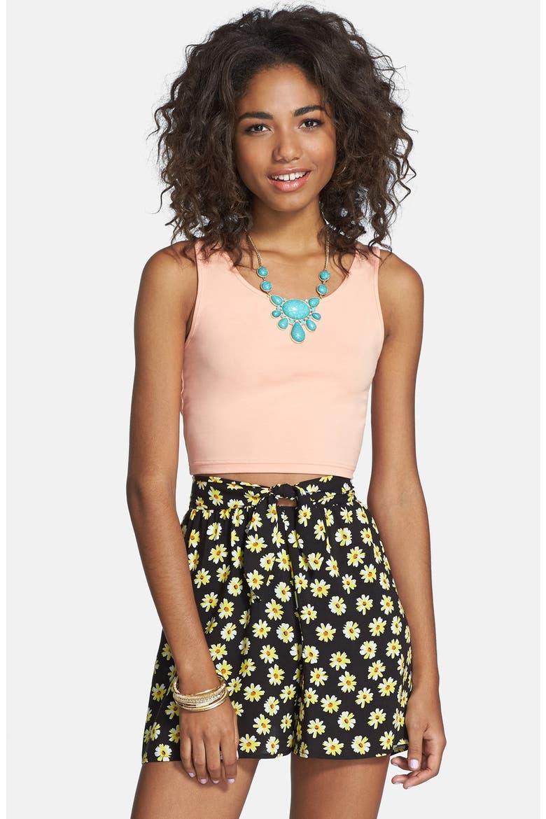 Tie Front Shorts, Main, color, BLACK FLORAL