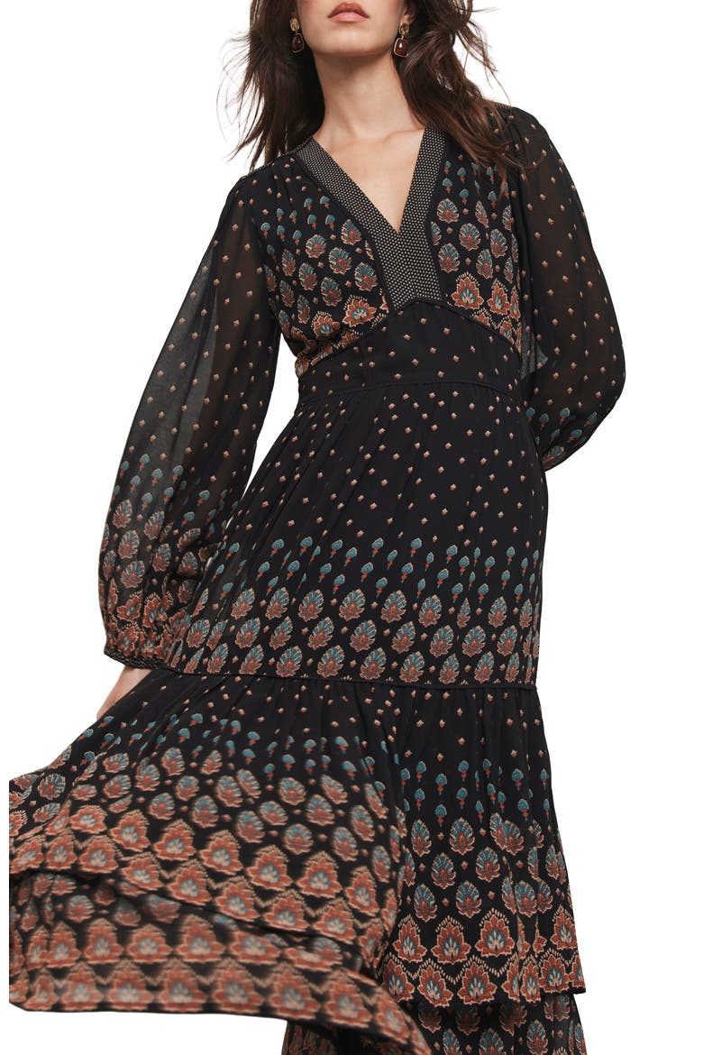 Boho Print Maxi Dress, Alternate, color, Black