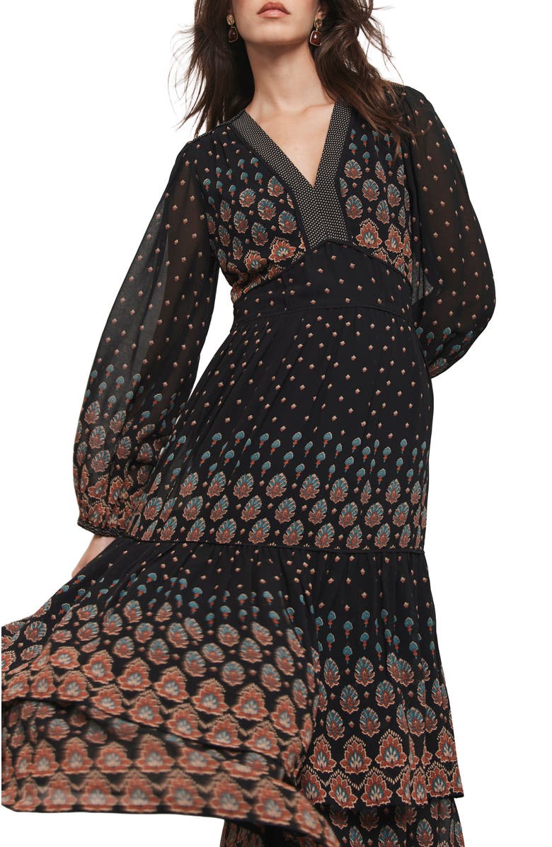 MINT VELVET Boho Print Maxi Dress, Alternate, color, Black