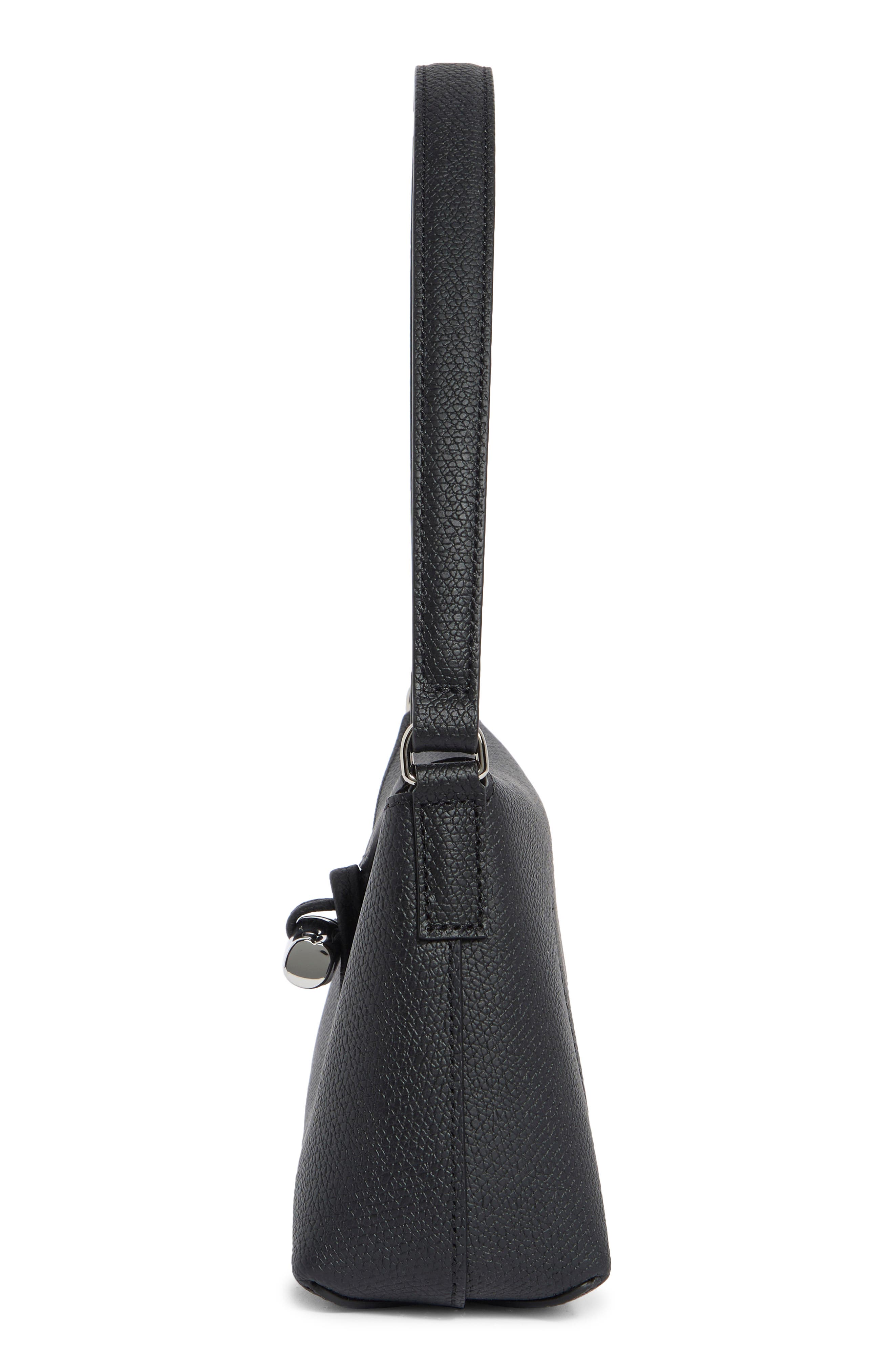 Roseau Small Leather Shoulder Bag, Alternate, color, BLACK