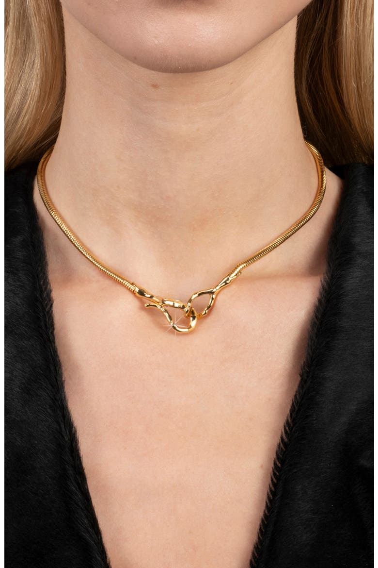 Molten Hook Choker Necklace, Alternate, color, GOLD