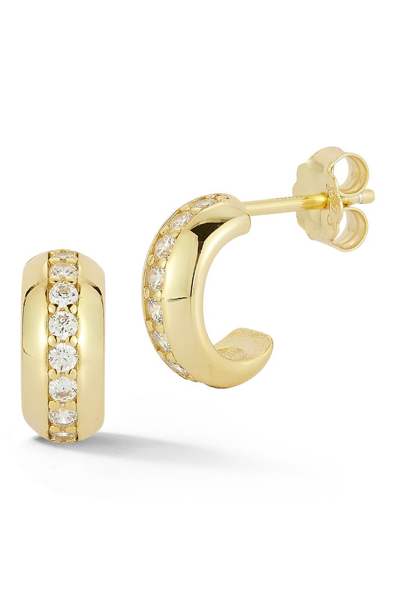 Small Cubic Zirconia Hoop Earrings, Main, color, GOLD