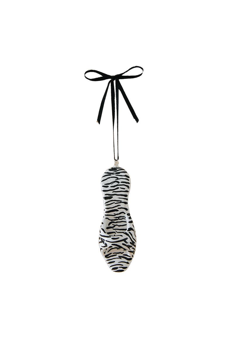 Zebra Shoe  Christmas XMAS Ornament, Main, color, Black