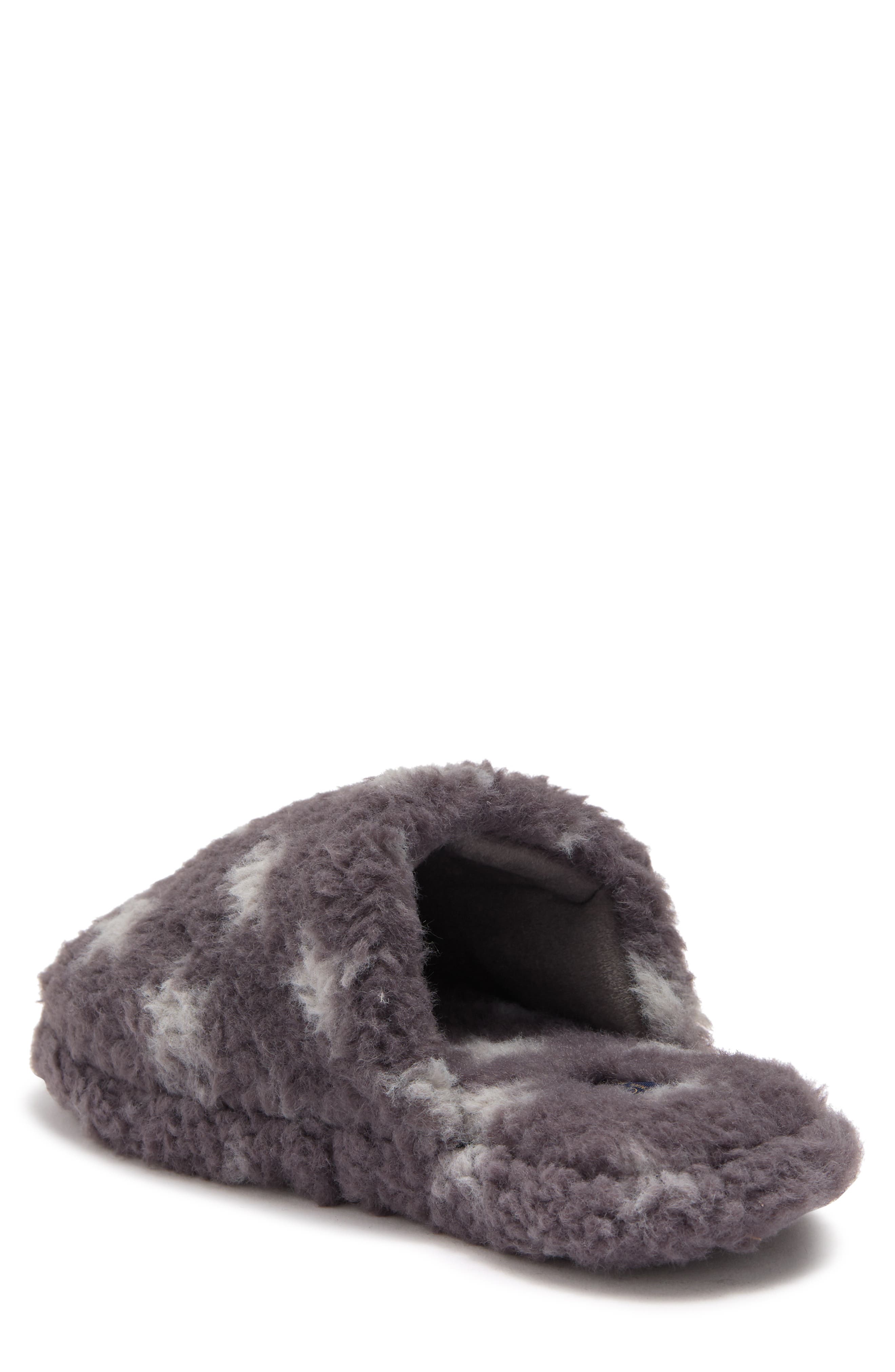 RACHEL Rachel Roy Star Print Faux Fur Slipper, Alternate, color, Grey