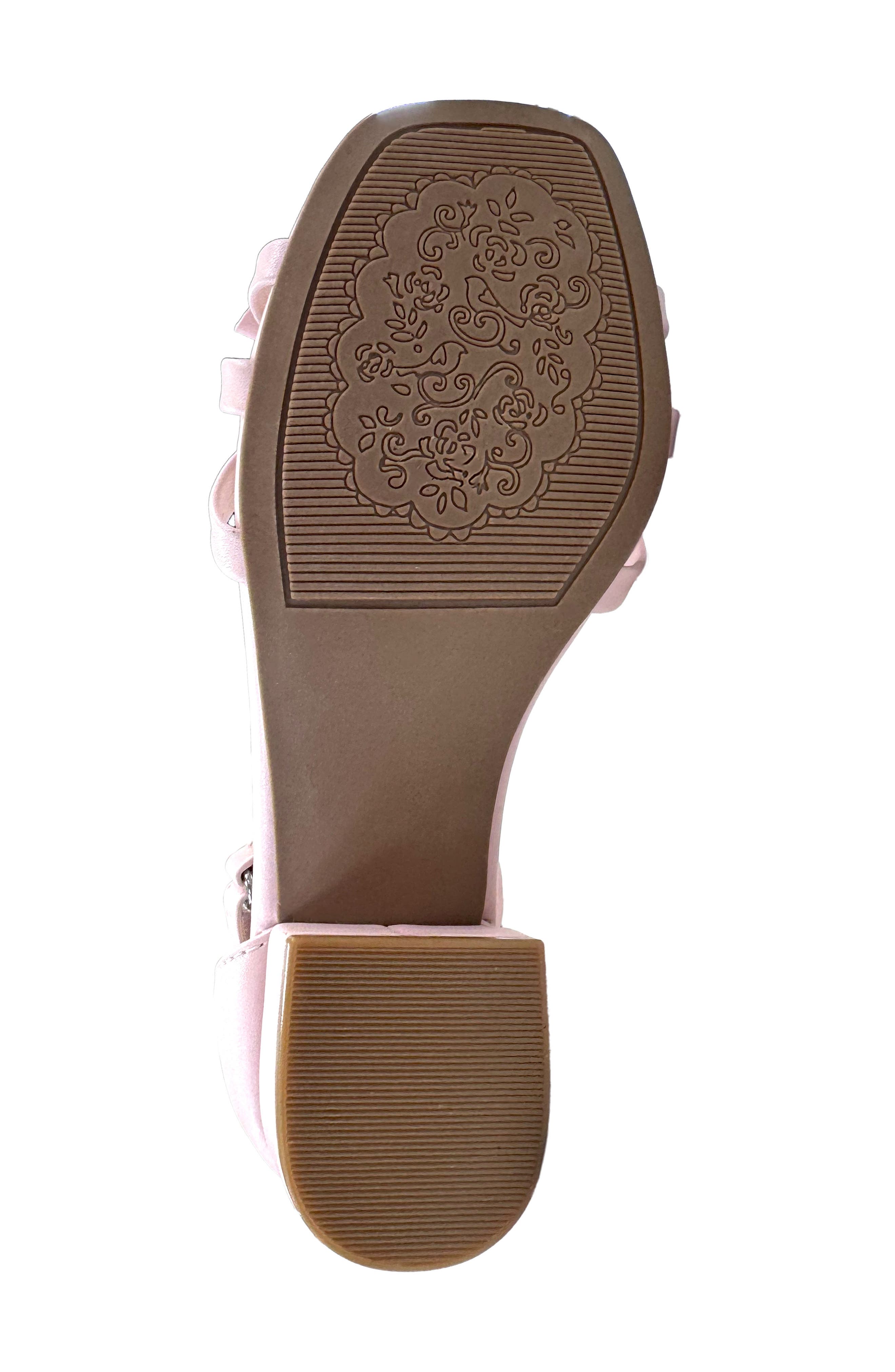 JELLYPOP Kids' Zendah Metallic Block Heel Sandal, Alternate, color, Light Pink