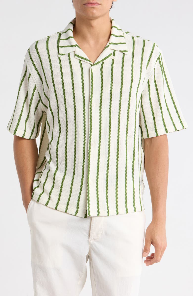 PacSun Naz Stripe Camp Shirt, Main, color, White/ Green