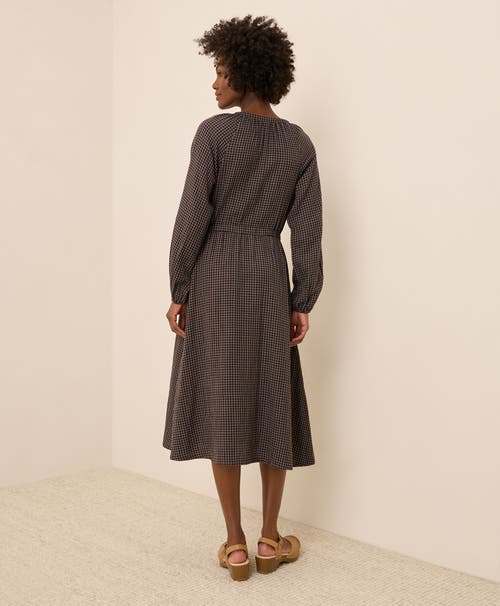 Pact Organic Cotton Coastal Double Gauze Poet Sleeve Dress In Gray