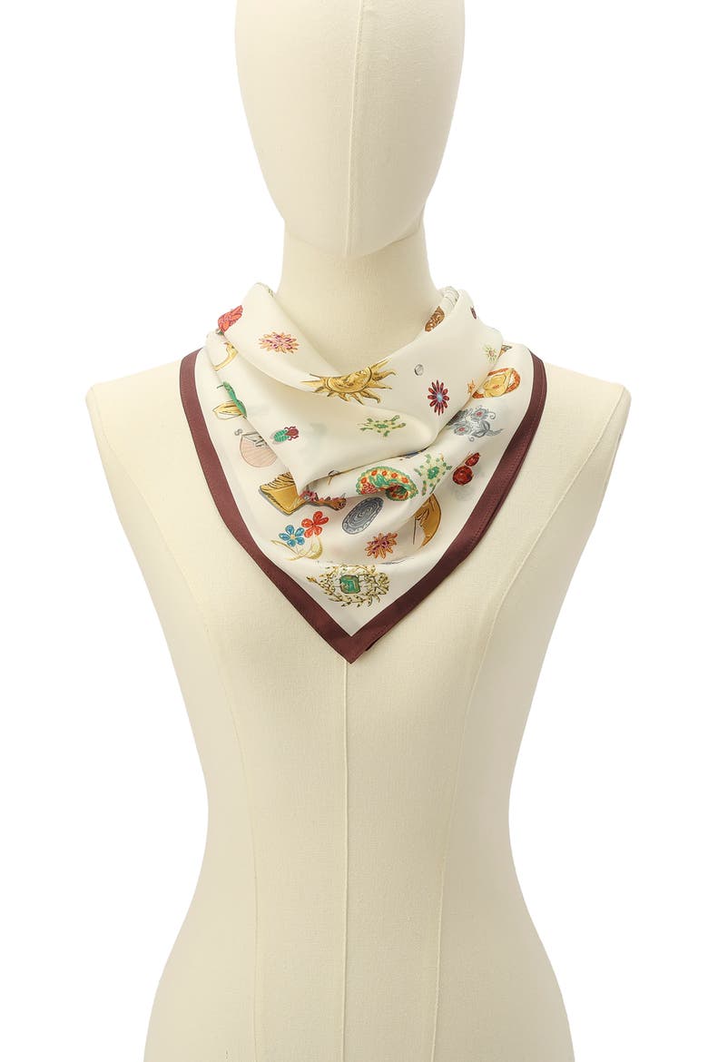 Brooch Collection Silk Bandana Scarf, Alternate, color, MULTI