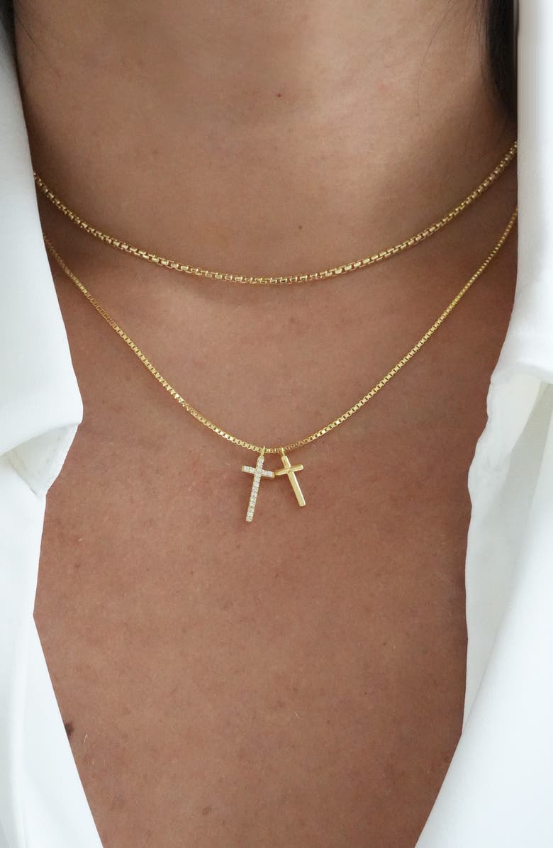 Argento Vivo Sterling Silver Double Pendant 18K Gold Plate Sterling Silver Necklace, Alternate, color, 