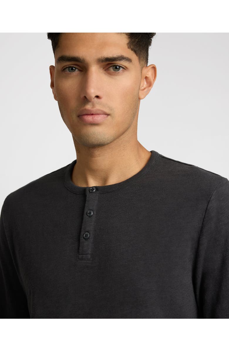 Onia Heavyweight Slub Henley Sweater, Alternate, color, Noir