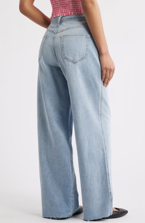 Bp. Raw Hem Drawstring High Waist Wide Leg Jeans In Blue