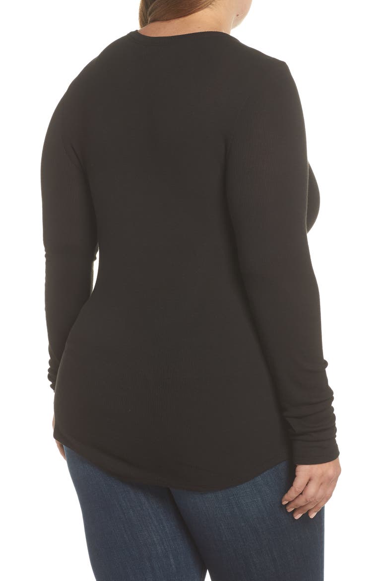 Ribbed Long Sleeve T-Shirt, Alternate, color, BLACK