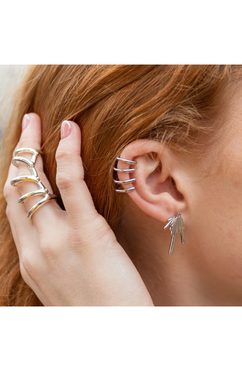 Lucy Quartermaine Drop Armour Ring With Double Hinge, Alternate, color, Sterling Silver