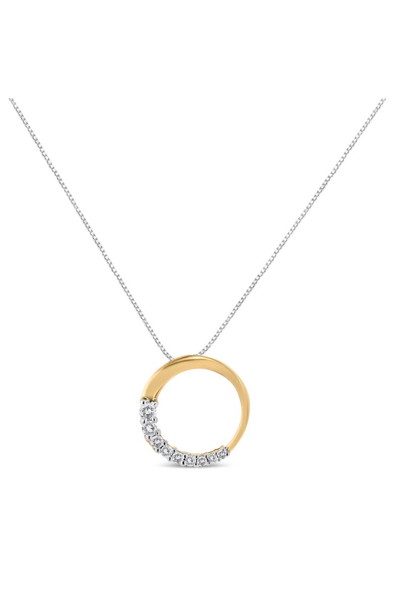 14K Gold 1/4 Cttw Graduating Diamond Open Circle Hoop 18" Pendant Necklace, Alternate, color, Yellow Gold