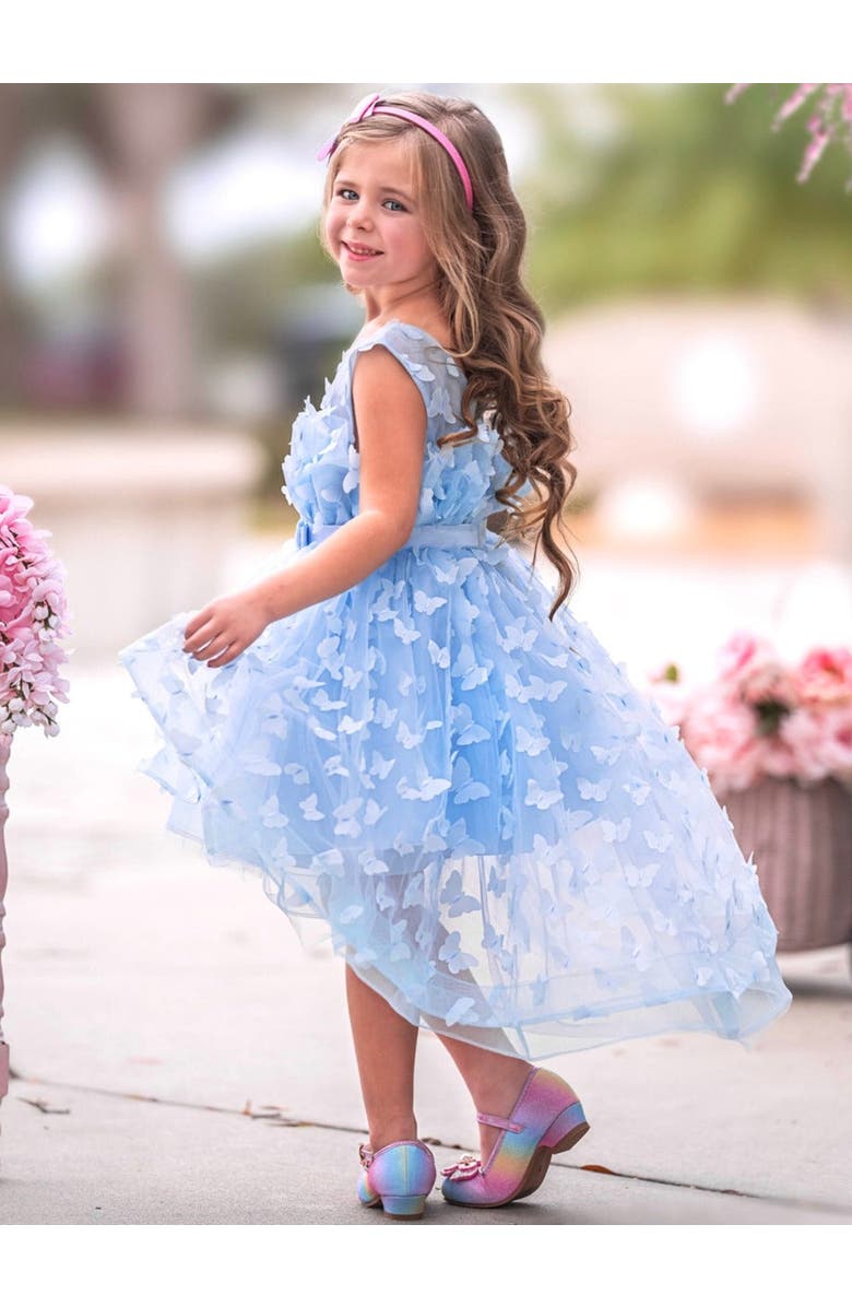 Mia Belle Girls Girls When Dreams Come True Blue Butterfly Dress, Alternate, color, Blue
