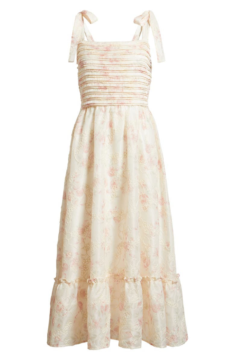 ZOE AND CLAIRE Print Tie Strap Embroidered Maxi Dress, Alternate, color, Pink Multi