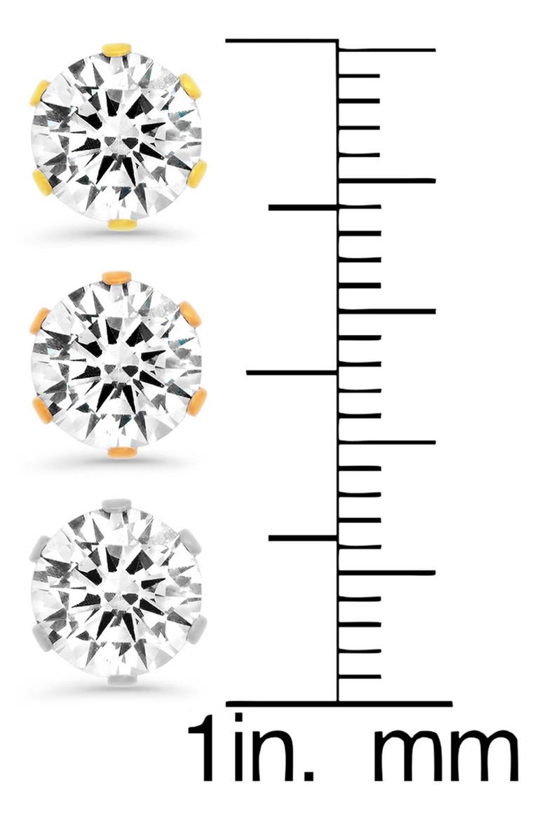 3-Pack Cubic Zirconia Round Stud Earrings, Alternate, color, METALLIC-YELLOW-ROSE
