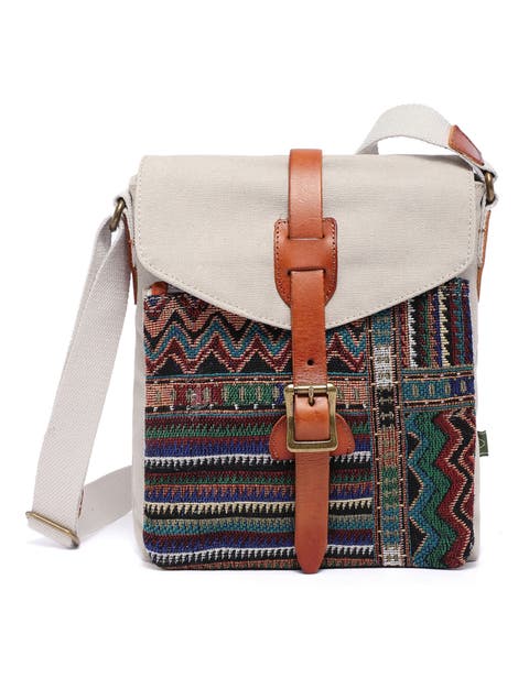 Four Season Beaded Canvas Crossbody Bag