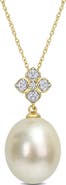 Julianna B. South Sea Pearl & Diamond Floral Necklace 10k