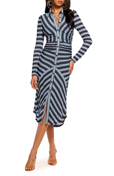 Wyatt Stripe Long Sleeve Midi Dress