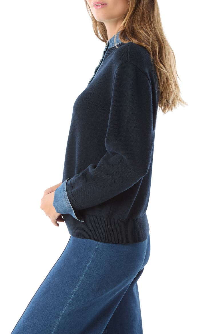 Rae Denim Detail Sweater, Alternate, color, NEW NAVY