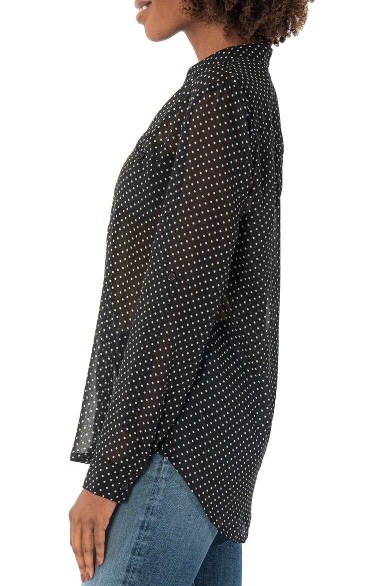 Jasmine Chiffon Button-Up Shirt, Alternate, color, BLACK/ WHITE DOT