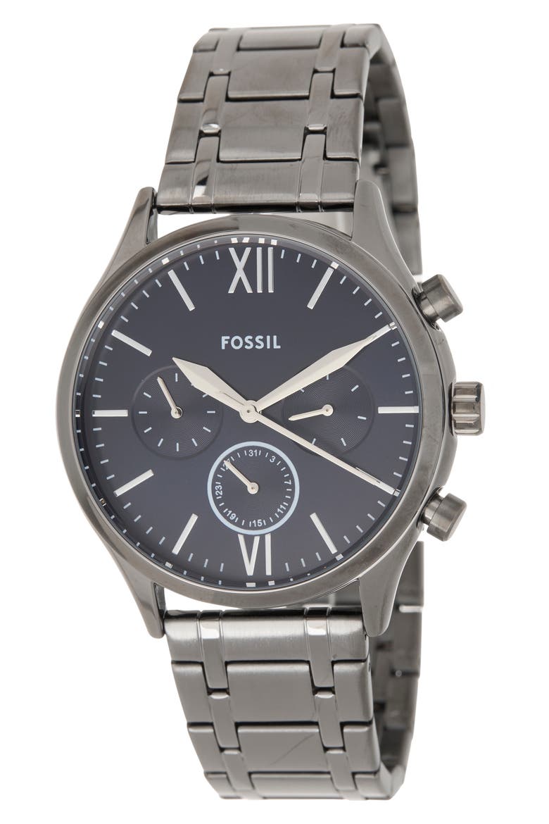 Fenmore Multifunction Bracelet Watch, 44mm, Main, color, BLACK