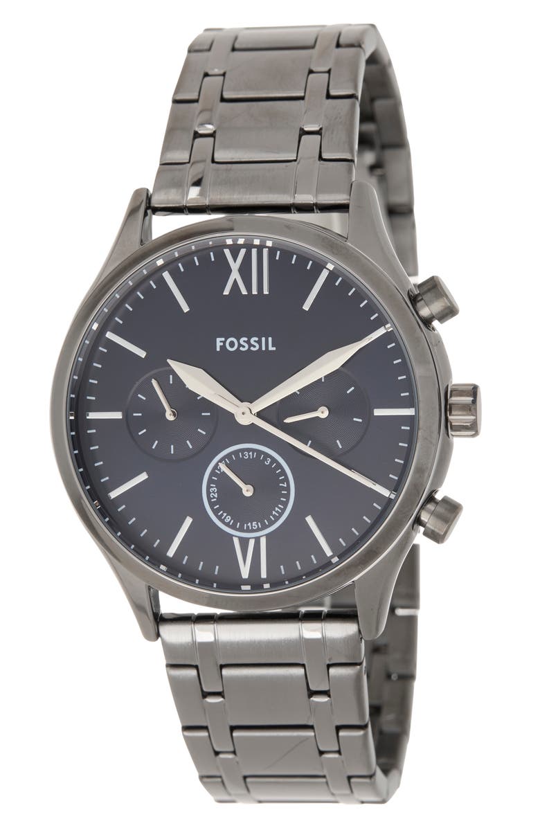 Fossil Fenmore Multifunction Bracelet Watch, 44mm, Main, color, Gunmetal