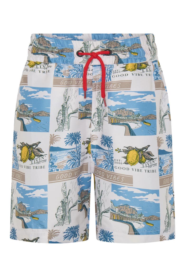 Kids' Amalfi Coast UPF 50+ Swim Trunks, Main, color, GREY MULTI