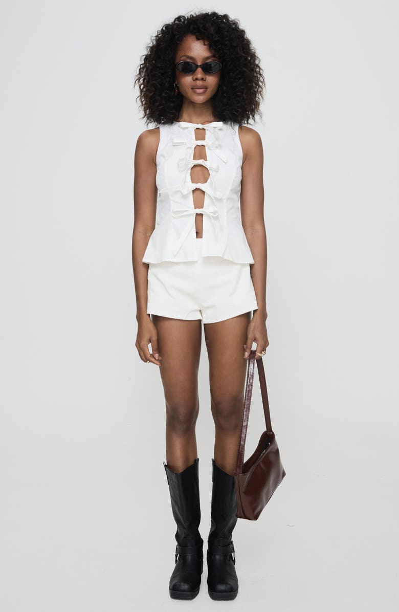 Princess Polly Luminary Sleeveless Organic Cotton Tie Front Top, Alternate, color, White