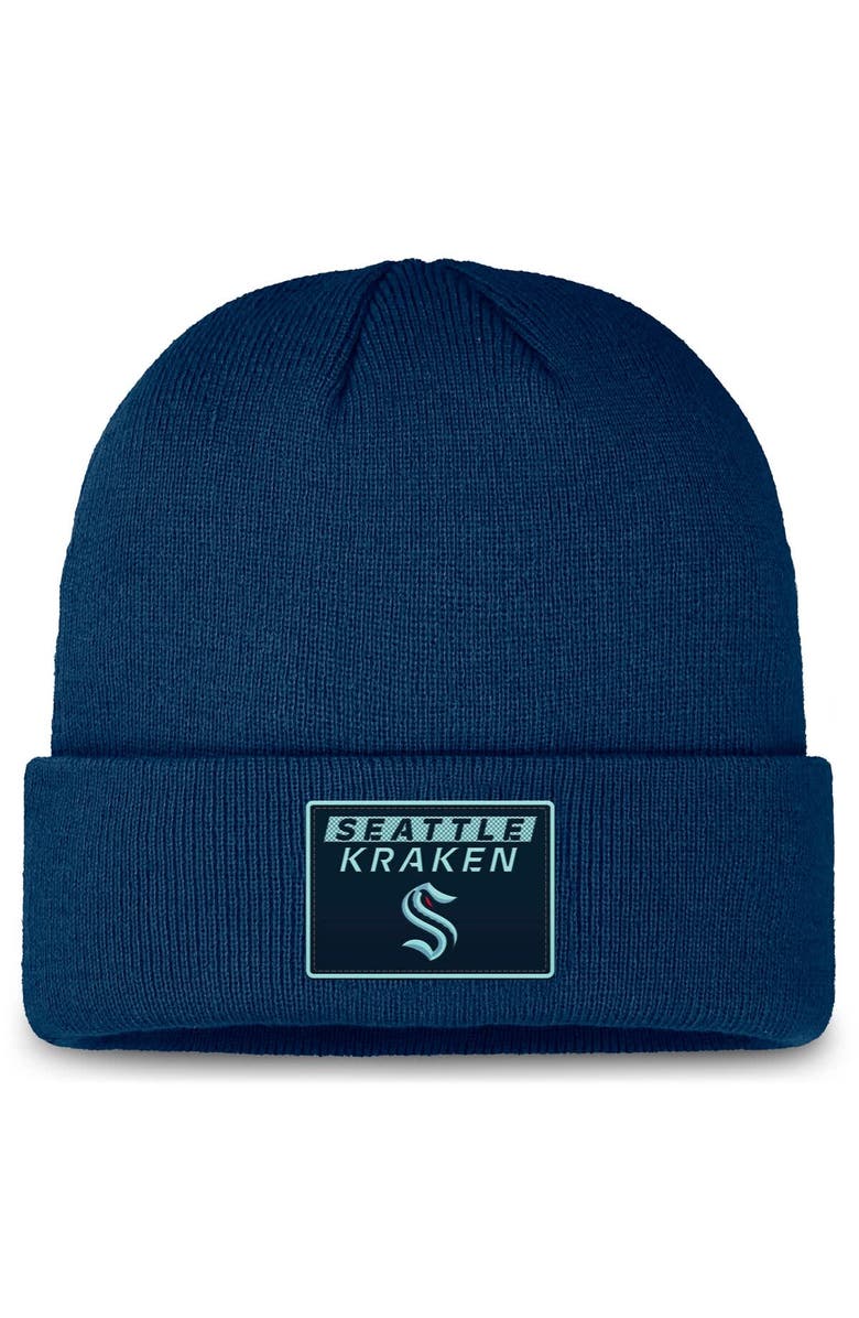 FANATICS Men's Fanatics Deep Sea Blue Seattle Kraken Authentic Pro Cuffed Knit Hat, Main, color, Navy