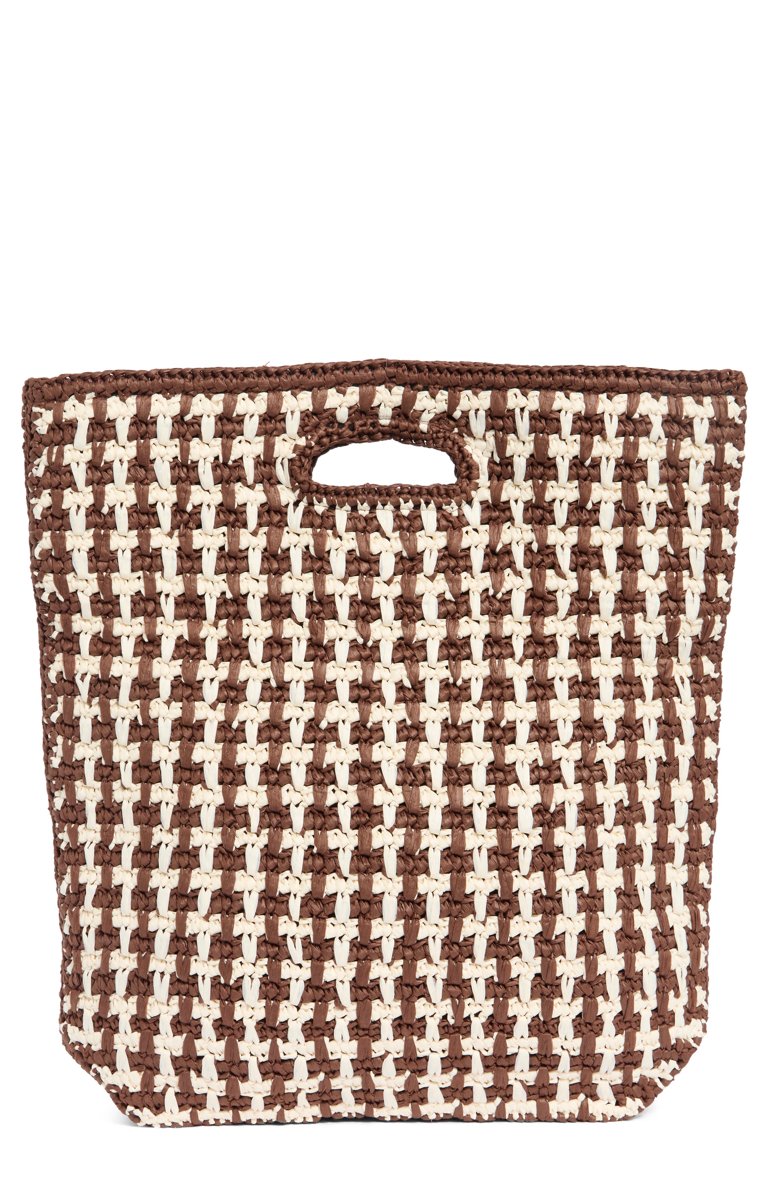 A.L.C. Rori Woven Straw Tote Bag, Main, color, Chocolate/ Ivory