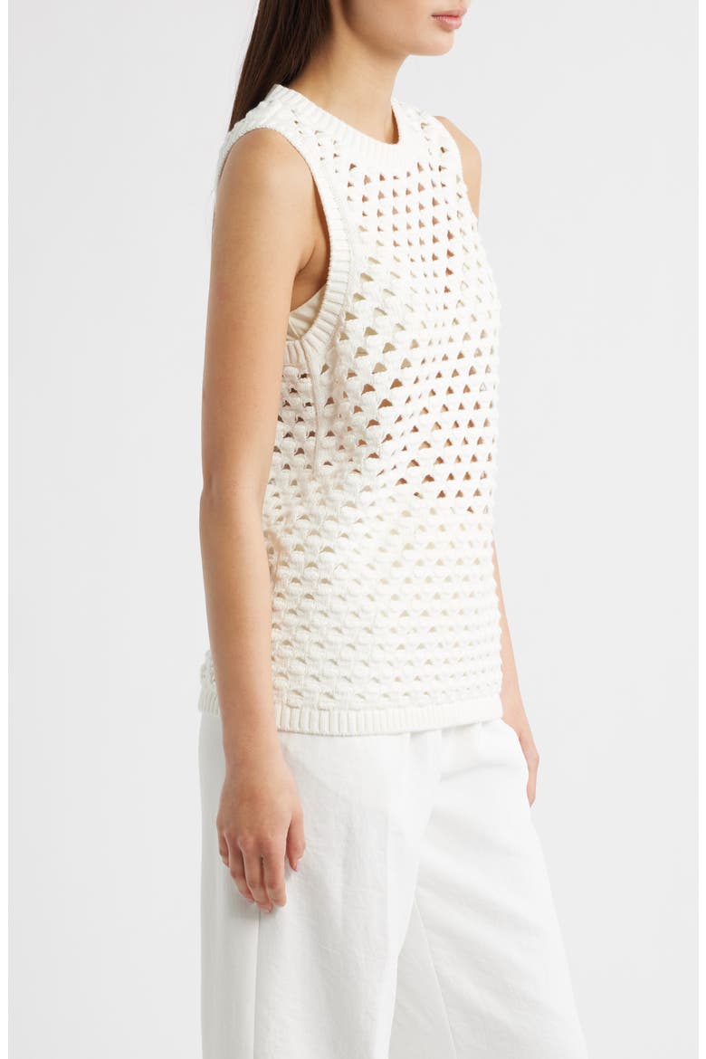 Jeanie Open Stitch Sweater Tank, Alternate, color, WHITE