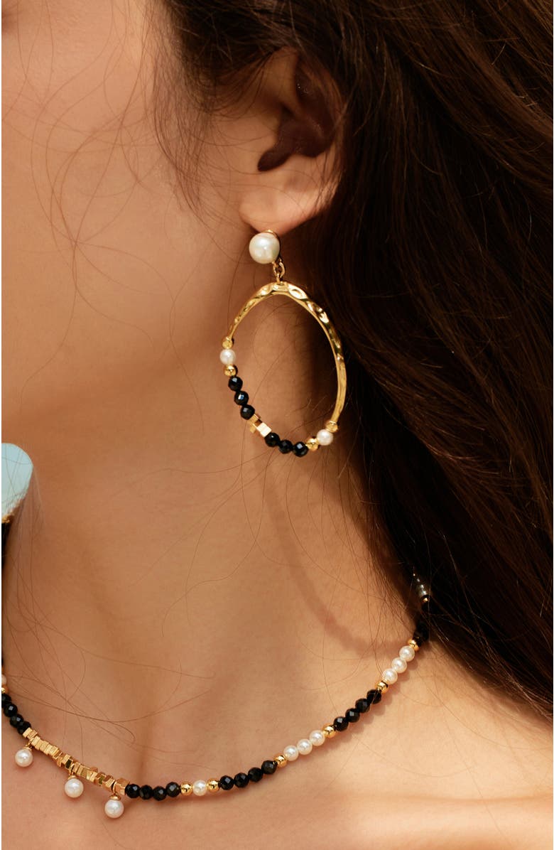 RC RETRO CHIC Poseidon Earrings, Alternate, color, Black & White & Gold